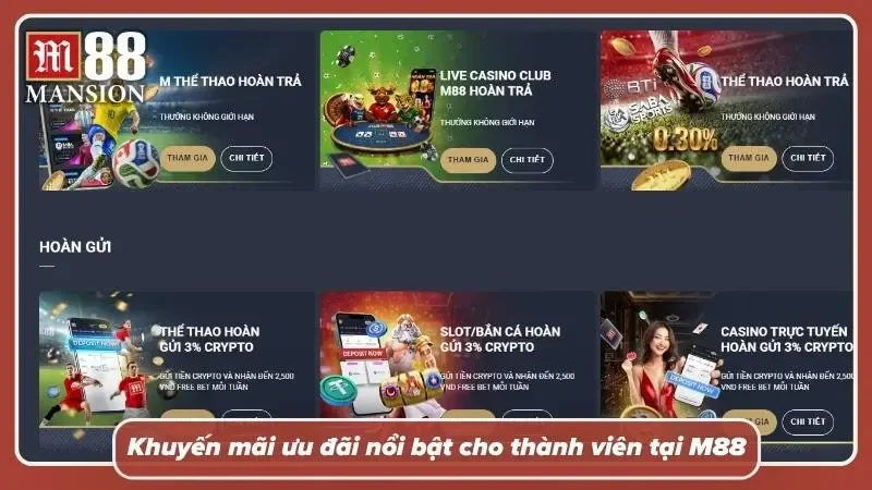 Giao diện các sự kiện ưu đãi nổi bật dành cho các thành viên