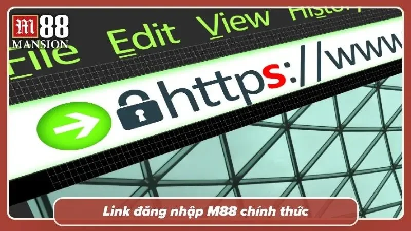 Giao diện trang chủ M88 hiển thị liên kết truy cập an toàn