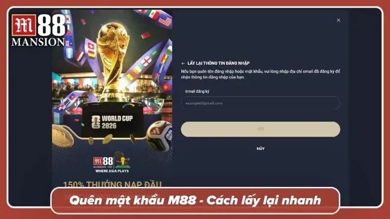 Giao diện biểu mẫu khôi phục mật khẩu tự động qua địa chỉ email