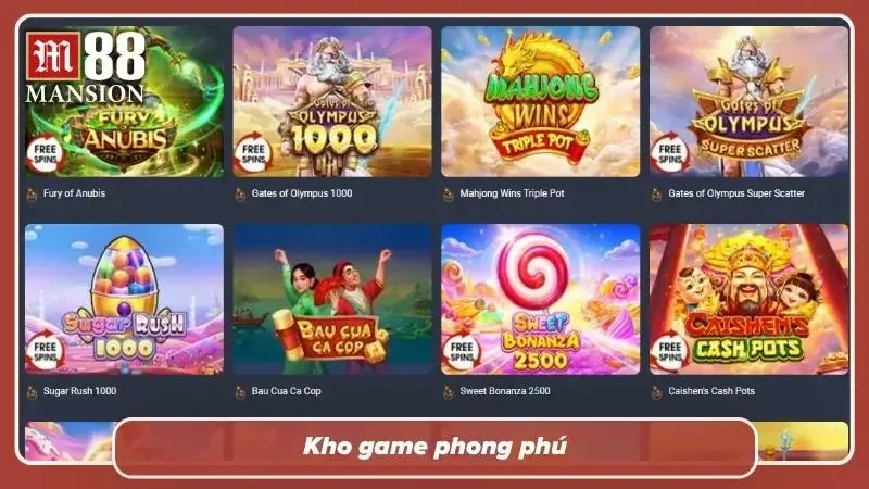 Slot game M88 cung cấp kho game ấn tượng và đa dạng