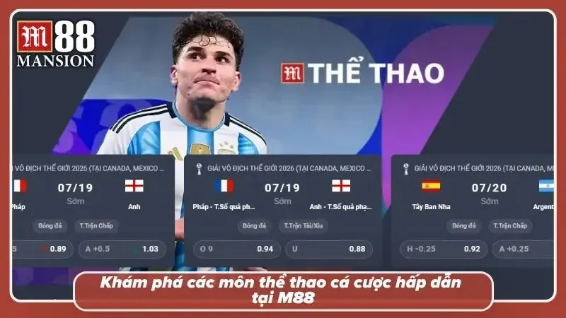 Những môn thể thao nổi bật tại M88
